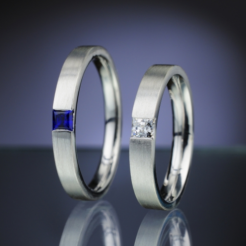 Wedding Rings with Diamond and Sapphire model nr. SN79