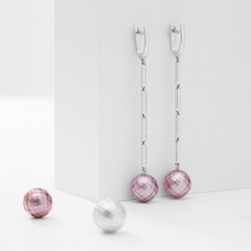 Earrings with Faceted Pearls