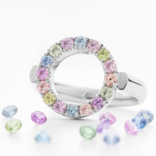 Ring Circle with Multicolor Sapphires model nr. 0170